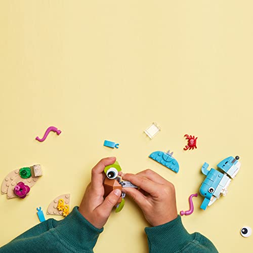 LEGO® Creator 3in1 Dolphin and Turtle 31128 Building Kit; Features a Baby Dolphin and Baby Sea Turtle; Creative Gift for Kids Aged 6+ Who Love Imaginative Play (137 Pieces) - Image 3