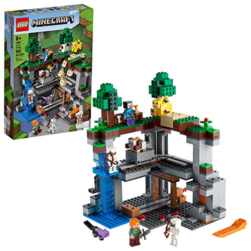 LEGO® Minecraft The First Adventure 21169 Hands-On Minecraft Playset; Fun Toy Featuring Steve, Alex, a Skeleton, Dyed Cat, Moobloom and Horned Sheep, New 2021 (542 Pieces)