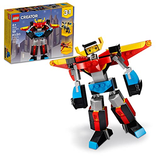 LEGO® Creator 3in1 Super Robot 31124 Building Kit Featuring a Robot Toy, a Jet Airplane and a Dragon Model; Creative Gifts for Passionate Fans Aged 7+ (159 Pieces)
