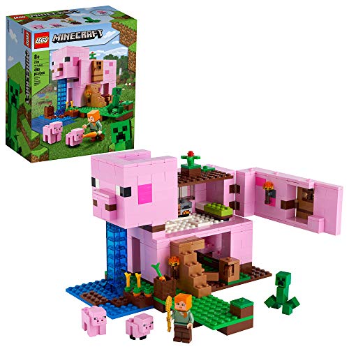 LEGO® Minecraft The Pig House 21170 Minecraft Toy Featuring Alex, a Creeper and a House Shaped Like a Giant Pig, New 2021 (490 Pieces)
