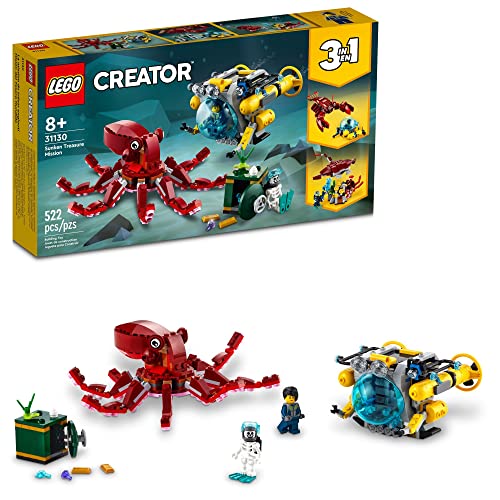 LEGO® Creator 3in1 Sunken Treasure Mission 31130 Building Toy Set for Kids, Boys, and Girls Ages 8+ (522 Pieces)