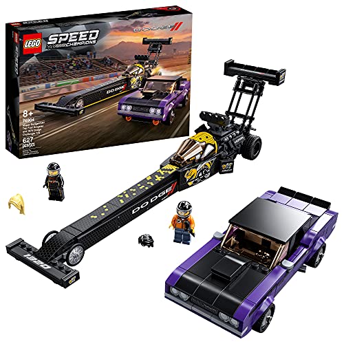 LEGO® Speed Champions Mopar Dodge//SRT Top Fuel Dragster and 1970 Dodge Challenger T/A 76904 Building Toy; New 2021 (627 Pieces)