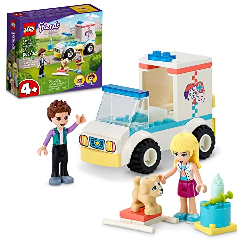 LEGO® Friends Pet Clinic Ambulance 41694 Building Kit; Birthday Gift for Kids Comes with Children’s Vet Kit; Animal Rescue Toy Playset for Kids Aged 4 and up (54 Pieces)