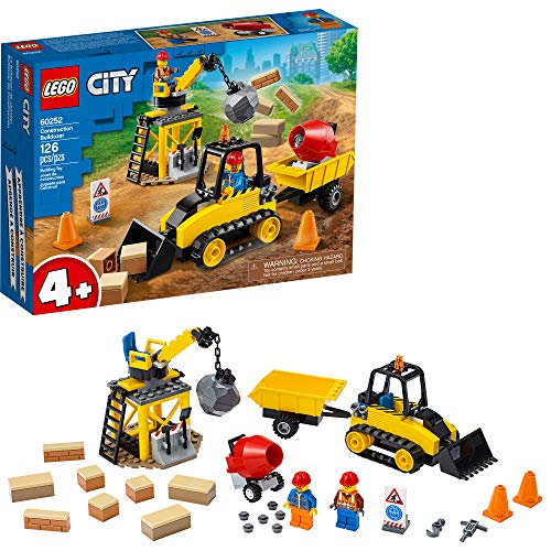 LEGO® City Construction Bulldozer 60252 Toy Construction Set, Cool Building Set for Kids (126 Pieces)